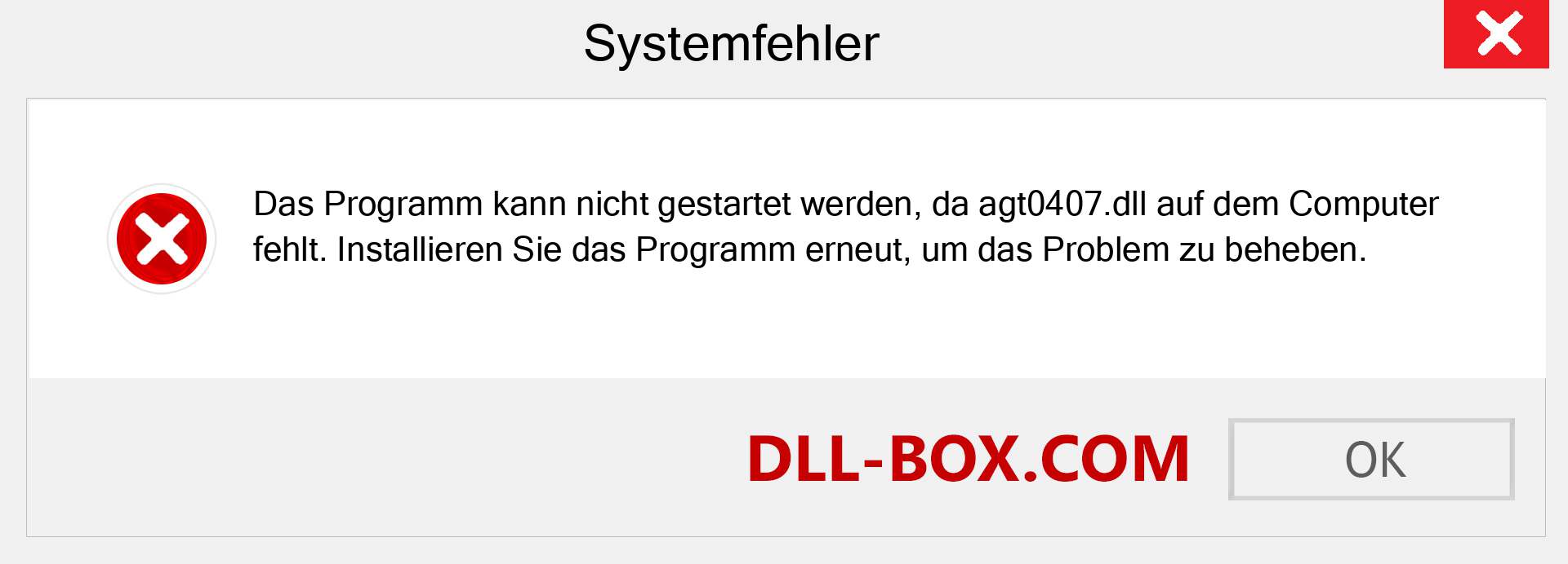 agt0407.dll-Datei fehlt?. Download für Windows 7, 8, 10 - Fix agt0407 dll Missing Error unter Windows, Fotos, Bildern